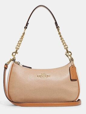 Coach Teri Shoulder Bag in Color Block - Sandy Beige - 2 straps Crossbody